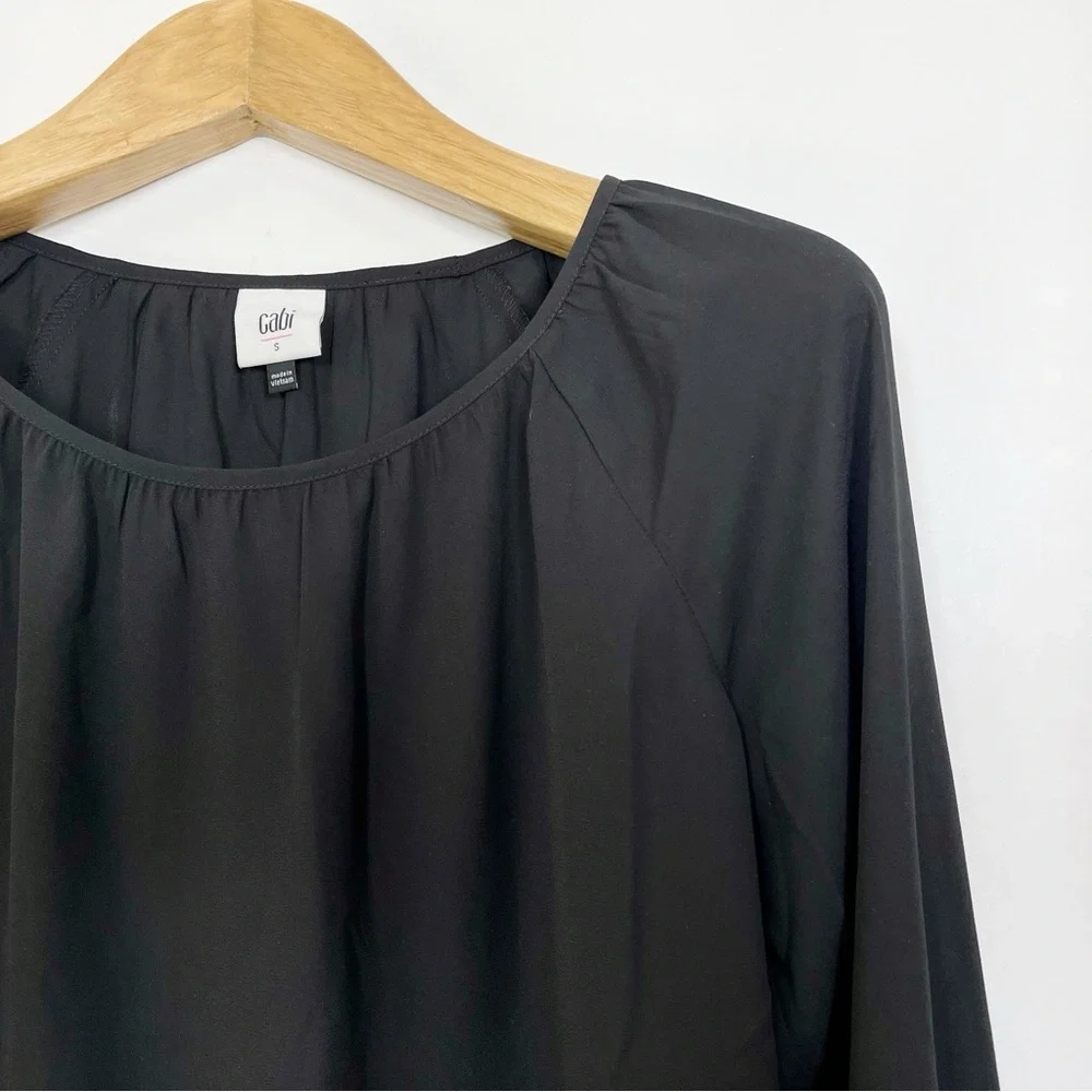 CAbi‎ Black Round Trip Blouse #4338 Long Sleeves Size Small - Picture 9 of 10